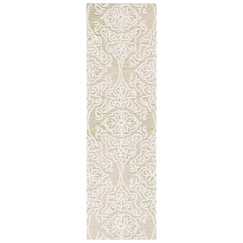 Tapis damassé en laine Anjaly, Tapis de couloir 2 pi 3 po x 8 pi