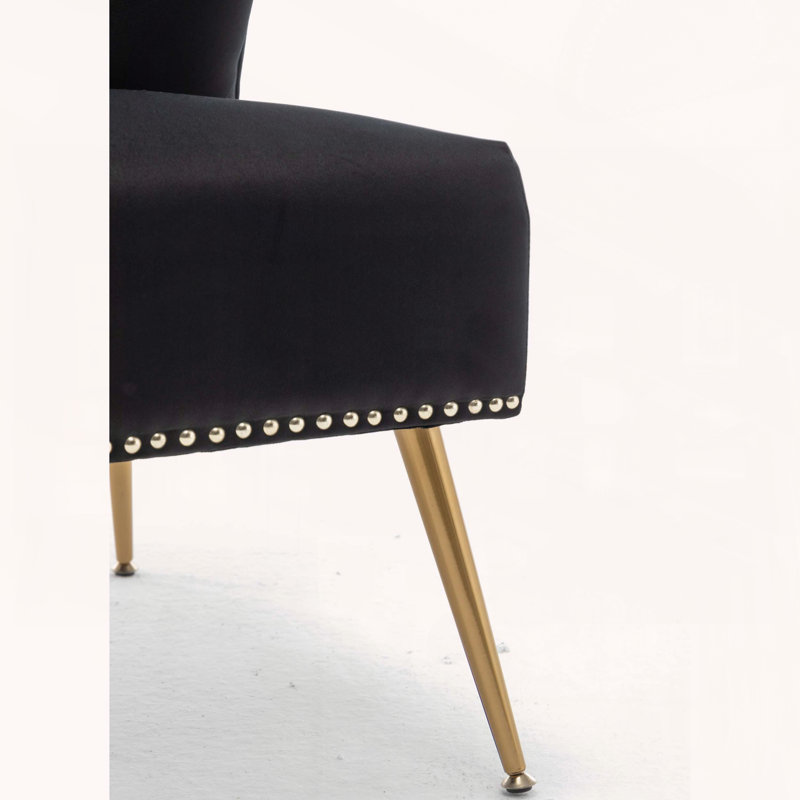 Fauteuil de chambre Keertan, Velours noir
