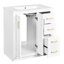 Meuble-lavabo de 30 po avec lavabo en céramique, structure en bois massif, charnières à fermeture douce, planches, 3 tiroirs, rangement spacieux, glissière de tiroir lisse, motif de rainure unique, portes à cadre rétro, exquis-1977570297