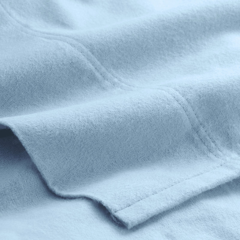 Ensemble de draps en flanelle 100% coton biologique, Ensemble de draps pour grand lit, Bleu clair