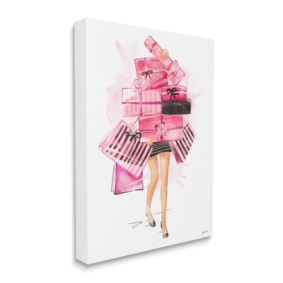 Rosdorf Park Pink Glam Gift Stack Fashionista Shopping Pose Framed by ...
