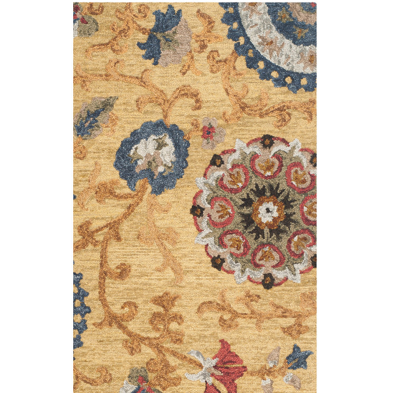 Tapis floral en laine touffeté à la main Taifa, Rectangulaire 3 pi x 5 pi