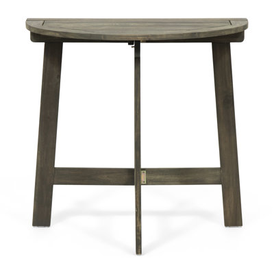 Grey Half-Round Wood Table, Foldable For Space Optimization Table In Grey, Ideal Patio,