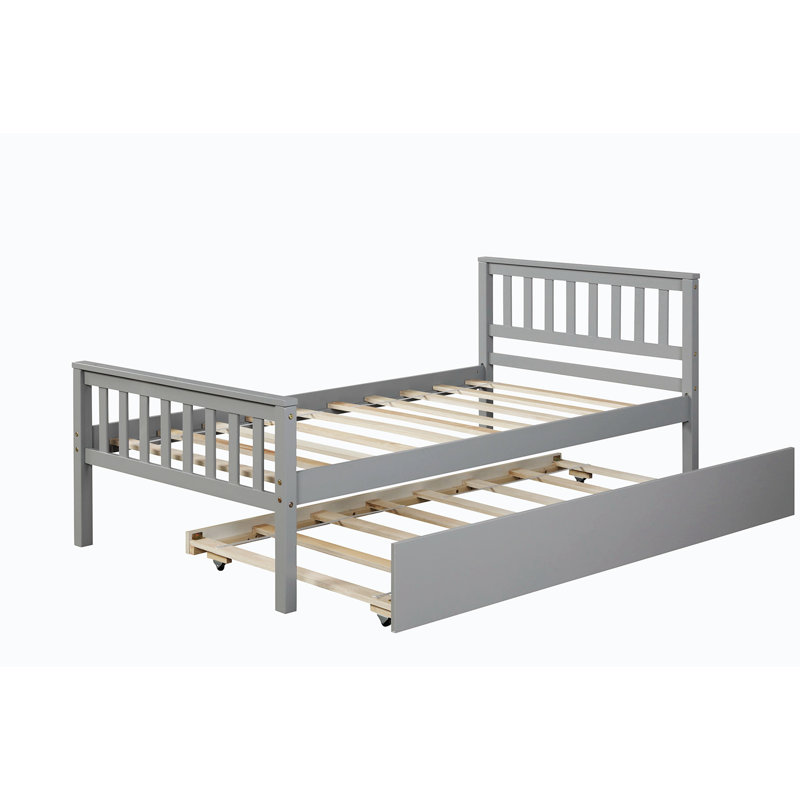 Gotar Solid Wood Bed Frame with Headboard, Gray