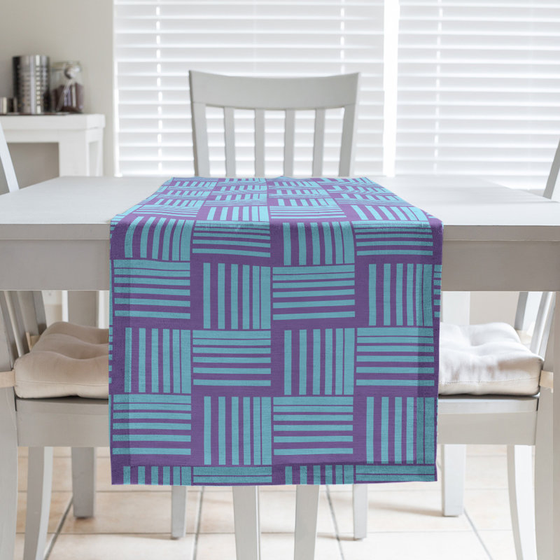 Fractured Stripes Table Runner, 16" x 72", Purple/Teal
