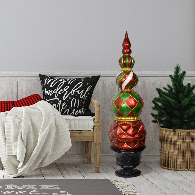 Fraser Hill Farm 50-in. Resin Ball and Finial Topiary in Pedestal Urn