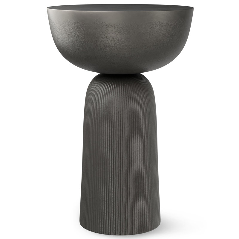 Table de bout ronde 21 po en aluminium noir