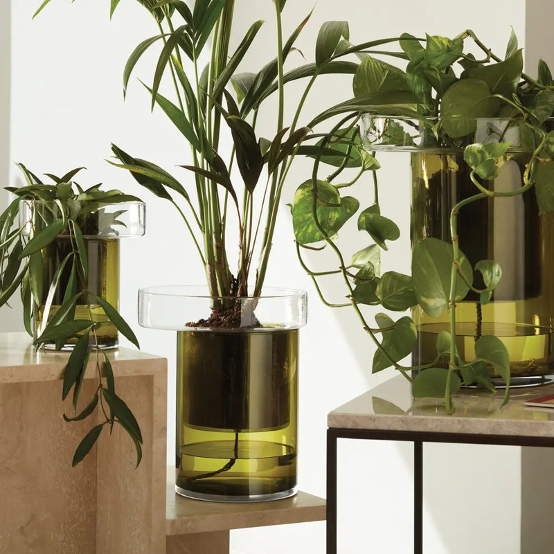 Balcony Handmade Glass Planter, 7.5" H x 6.25" W x 6.25" D
