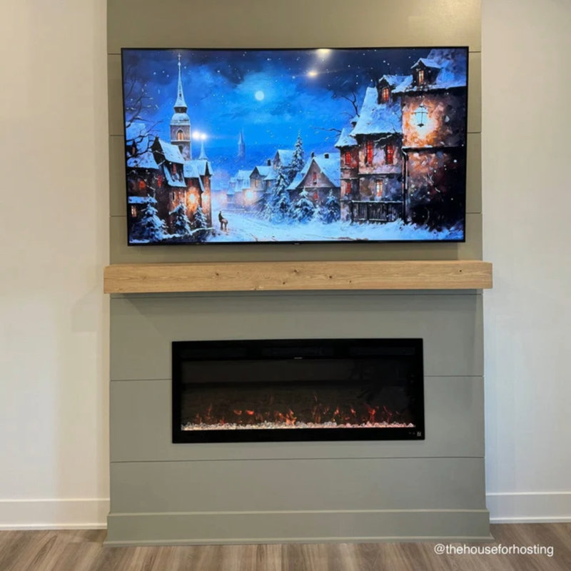 Sideline Fury Smart Electric Fireplace Recessed or Wall Mounted, 20" H x 50" W x 4.5" D