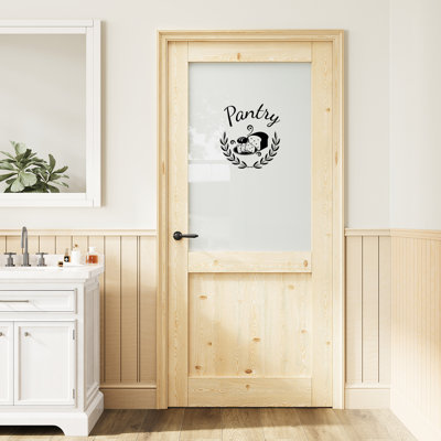 Porte vitrée en bois de pin givré 24 po x 80 po, panneau d'intimité en verre à peindre et imperméable, combinaison pour porte de garde-manger