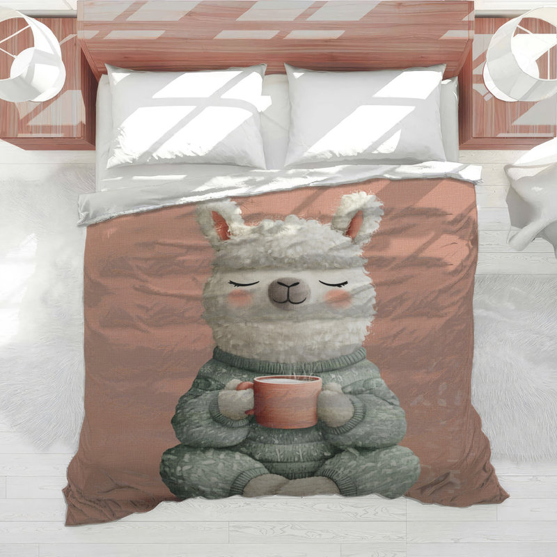 Cozy Llama With Mug Comforter, Twin Extra Long