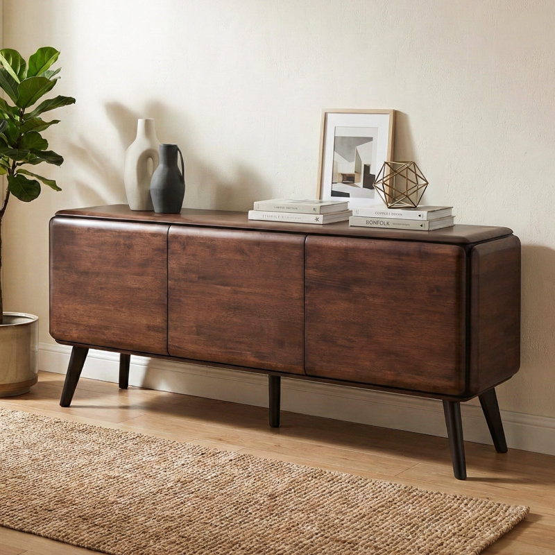 Rozella Solid Wood Server With Hidden Drawers And Shelves