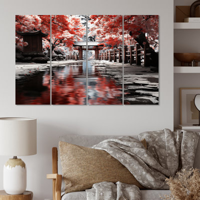 Ensemble de 4 pièces Japon Art Red Torii Gate II sur toile
