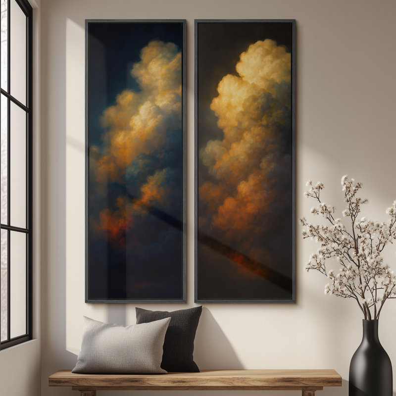 «Vintage Landscape Wall Art», ensemble de 2 toiles encadrées 20 x 60 pouces, Noir