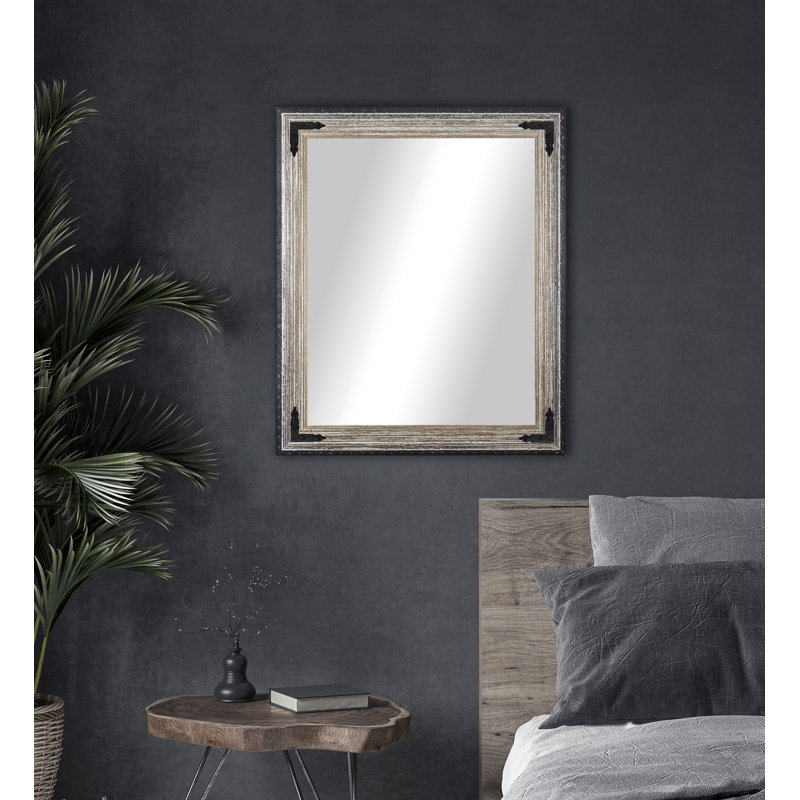 Miroir pleine grandeur rustique patiné, H 38,5 po x l 32,5 po, Brun