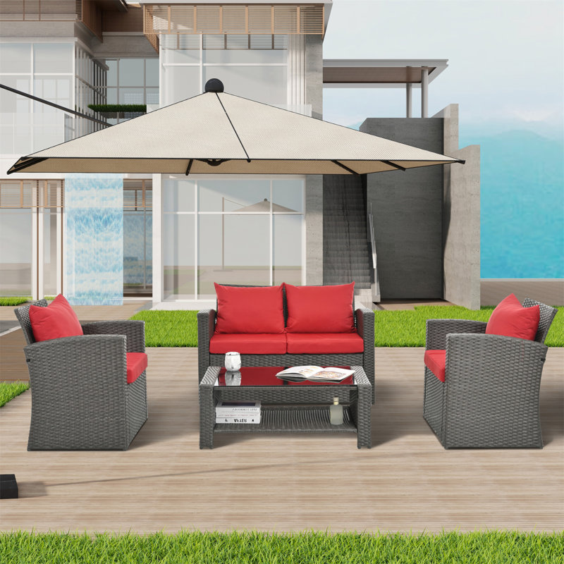 Ensemble de meubles de patio de qualité supérieure pour une vie en plein air élégante et une détente, Rouge