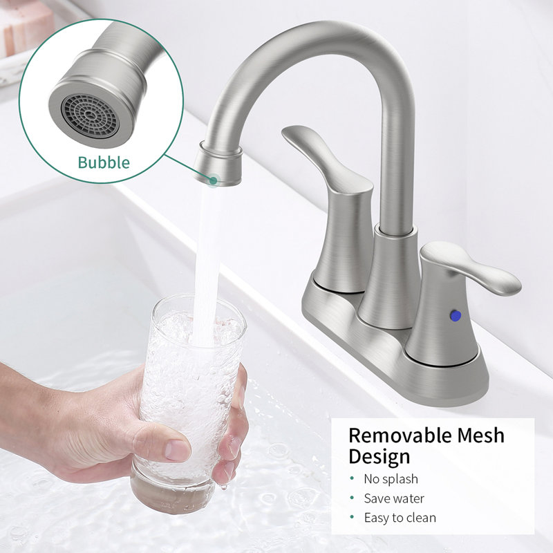 Bathroom Faucet, 4" 2-Handle Centerset Basin Faucet With Pop-Up Drain & Supply Lines 11