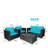 8 pièces Ensemble de conversation pour l'extérieur en rotin avec coussins turquoise-497796957
