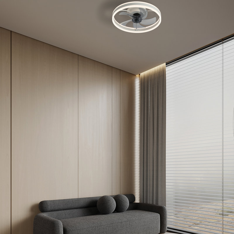 Ventilateur de plafond avec lumière - encastré moderne intérieur à DEL 20 po à intensité variable, Blanc