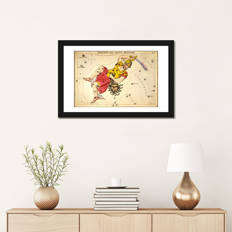 «Perseus and Caput Medusae» par Sidney Hall, impression sur toile, H 16 po x l 24 po x P 1 po, Papier d'art encadré noir