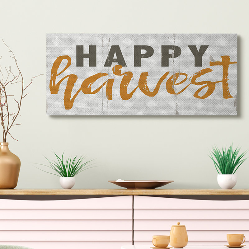 « Happy Harvest phrase », « Autumn plaid » par Jessica Mundo-impression d’art textuel, H 40 po x l 17 po x P 1,5 po