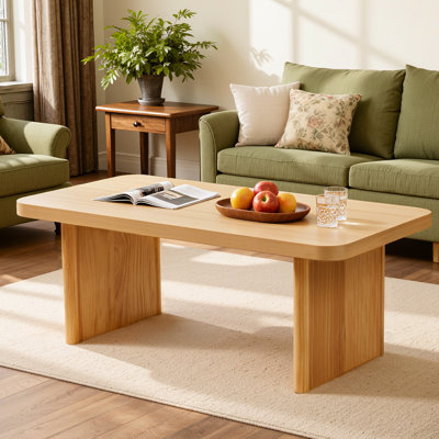 47.2" Modern Farmhouse Coffee Table with Solid Pine Legs & Rounded Corners by Latitude Run