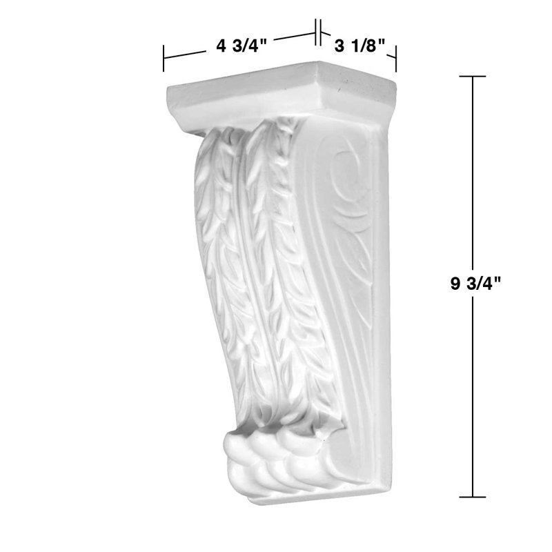 Foyer mural victorien en uréthane H 9,75 po x l 4,75 po x 1 po Corbel