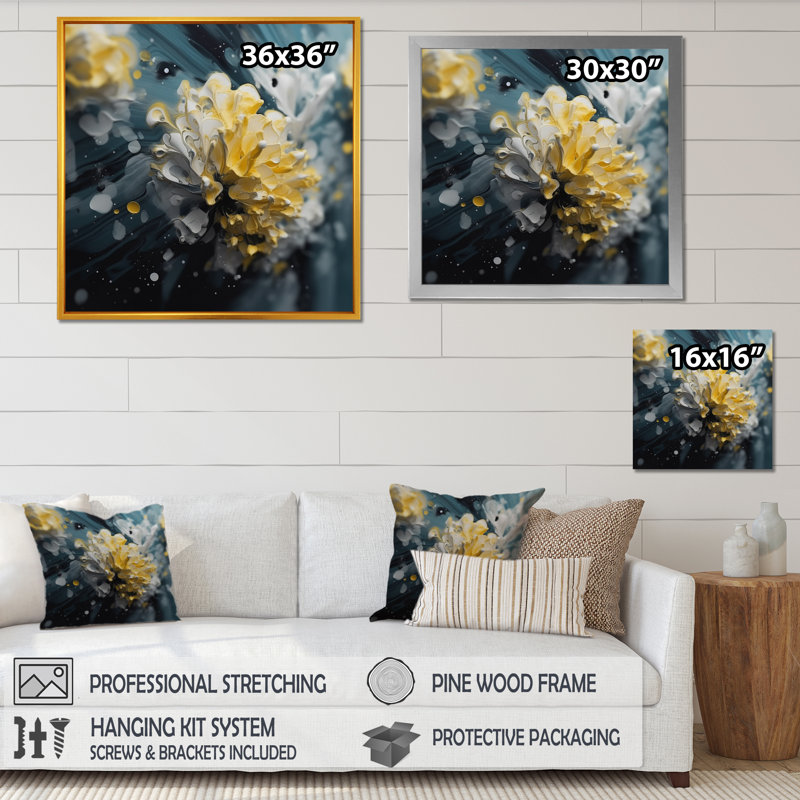 Jaune jaune blanc, paysage de jacinthe V - impressions florales sur toile jacinthe, H 16 po x l 16 po x P 1 po