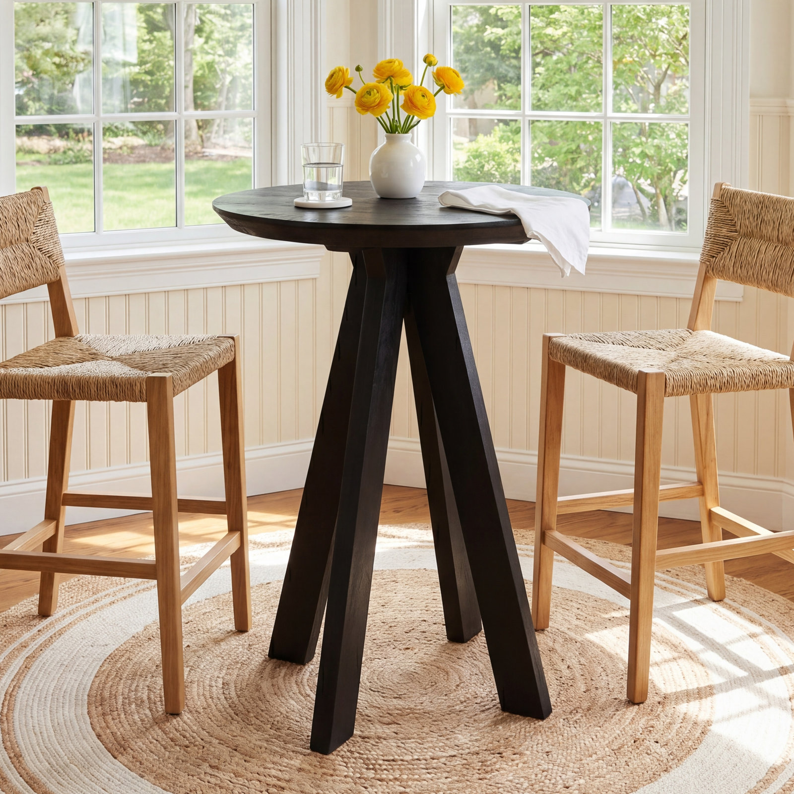 Furley Mango Dining Table, 42", Black