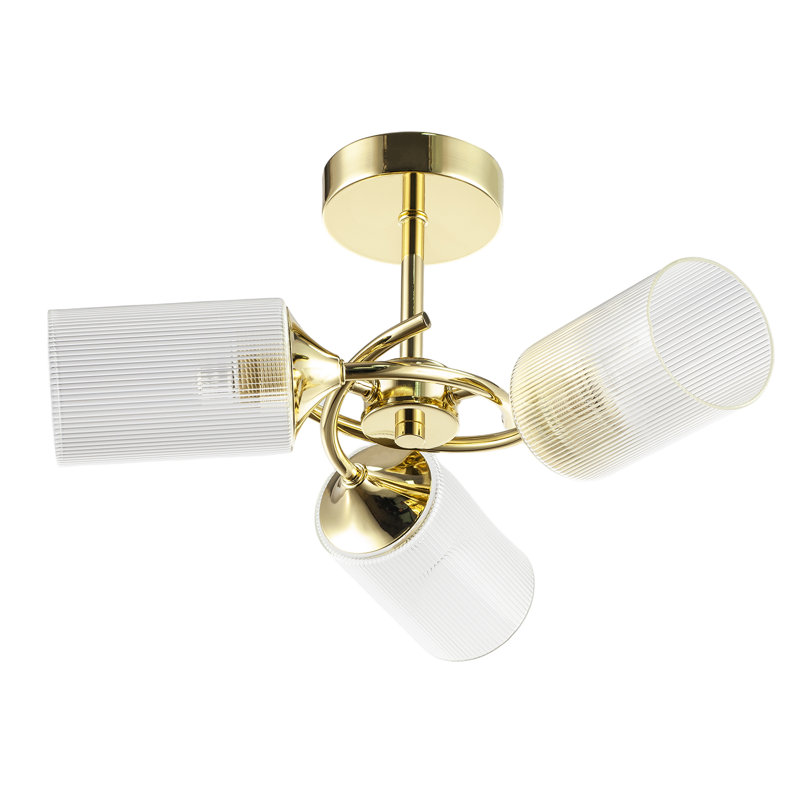 Glass Semi Flush Mount, Gold
