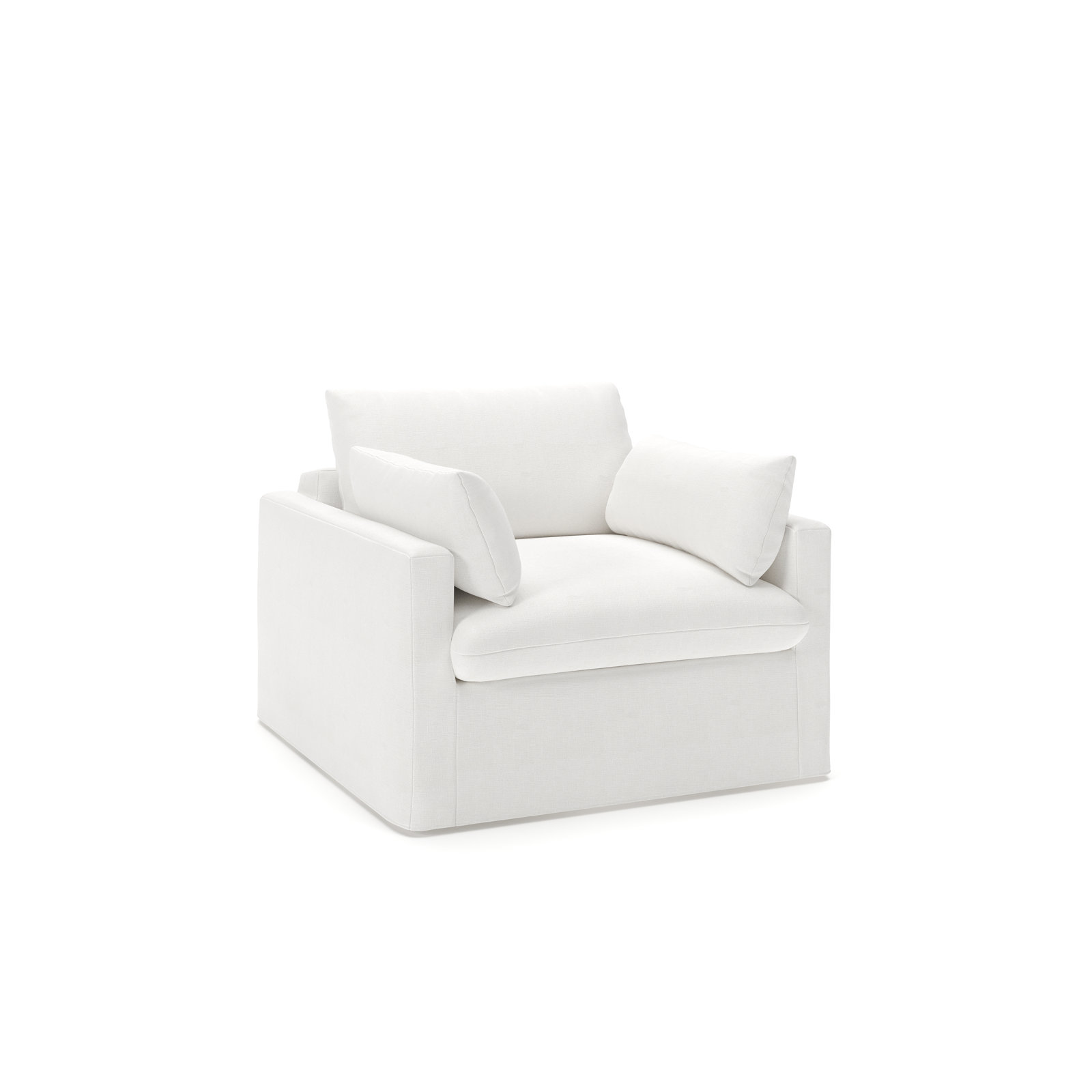 Luna Slipcovered Accent Chair, Drusky Moonglow Sustain® Basketweave