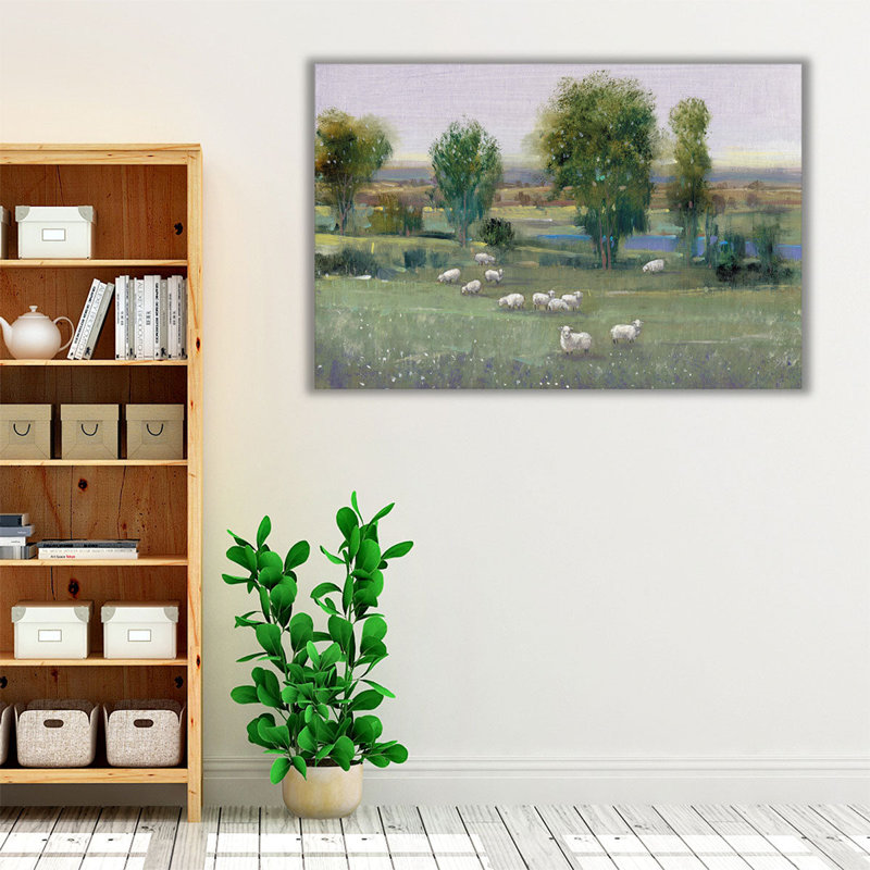 «Field of Sheep I», reproduction d'art sur toile, H 20 po x l 30 po