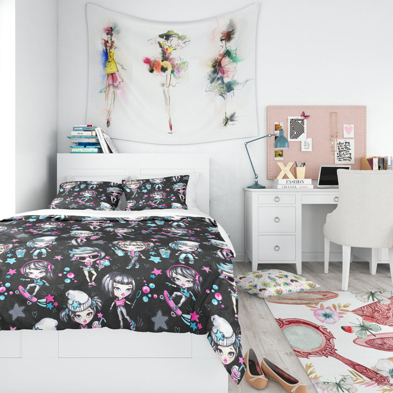 Ensemble de housse de couette modern adolescent, Housse de couette très grand + 2 taies décoratives