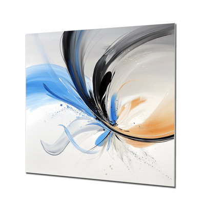 Cosmos en fleurs d'aqua et encre noire - Botanicals, décoration murale en métal, impression moderne sur métal