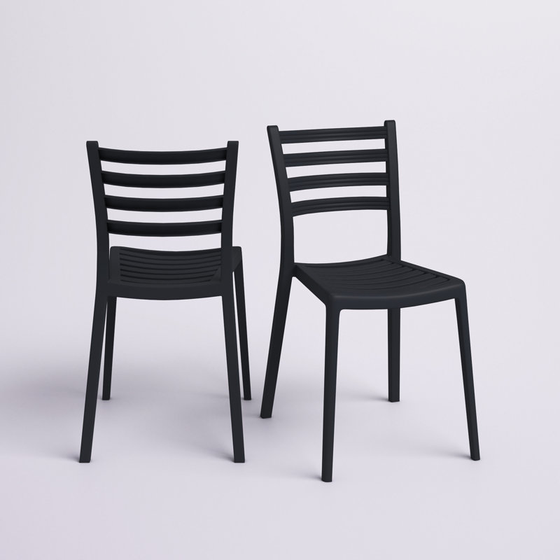 Chaise d'appoint à dossier échelle, Noir, 2