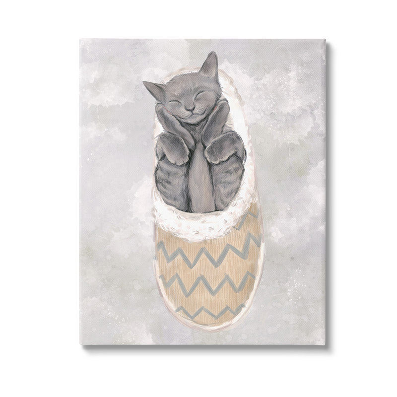 «Grey Kitten Sleeping Canvas» par Ziwei Li, Toile tendue, H 48 po x l 36 po