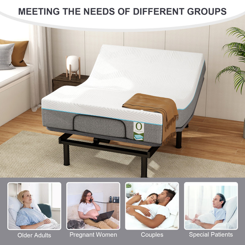 Base de lit ajustable avec matelas de 12 po Wayfair, Double