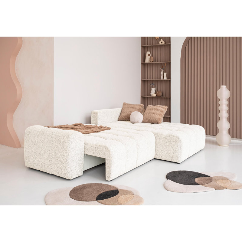 Sofa Bed, Beige, 94cm H x 268cm W x 184cm D, Right -sided