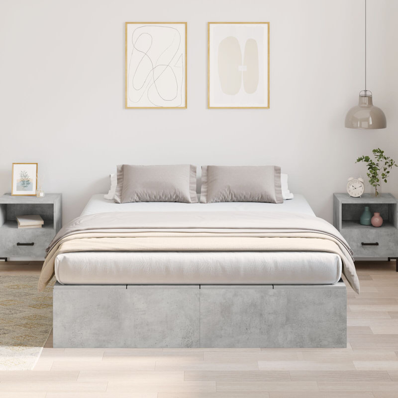 Storage Bed Frame, 160 x 200 cm, Concrete Grey