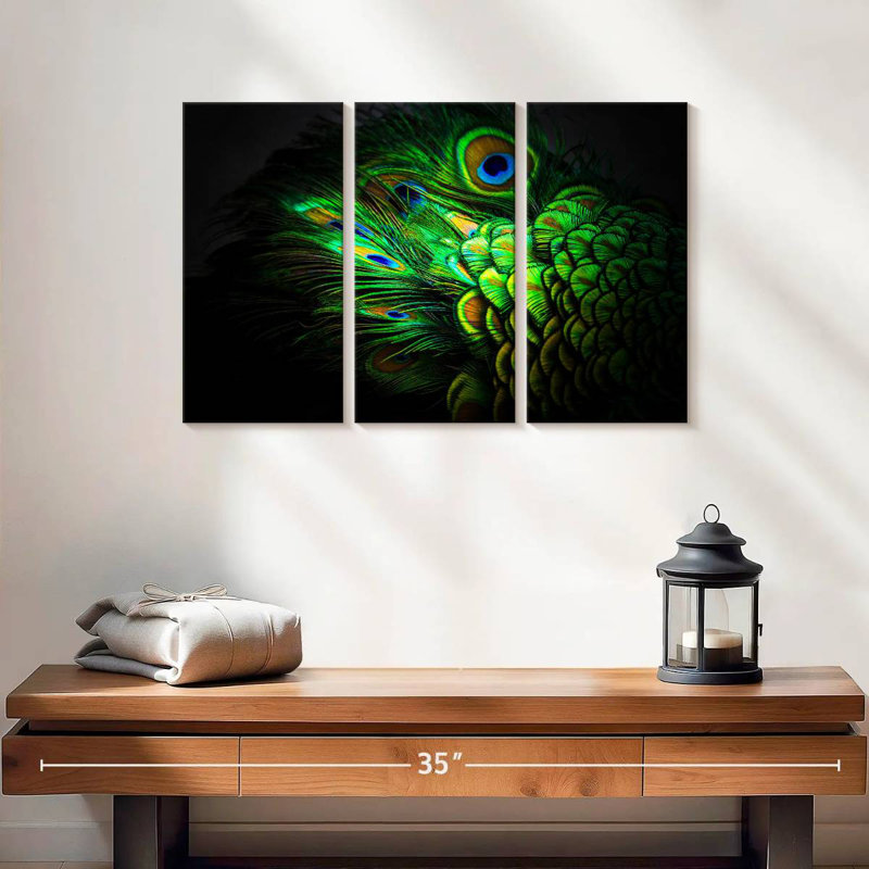 Brampt Emerald Peacock Feather, 14" H x 23" W
