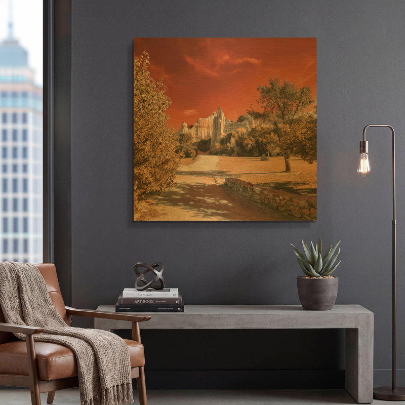 «IRadiation» par Sebastien Lory, art mural en métal doré, 36 po x 36 po, 36 po x 36 po