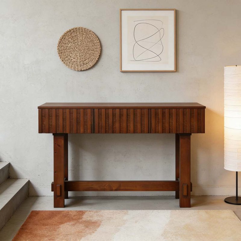 52 inch Sofa Table with Storage Drawers, Cherry