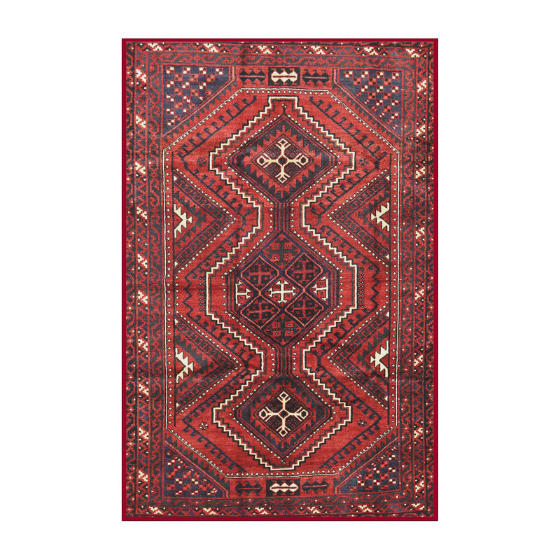 Tapis rouge / bleu Southwestern, Rectangle 6 pi x 9 pi