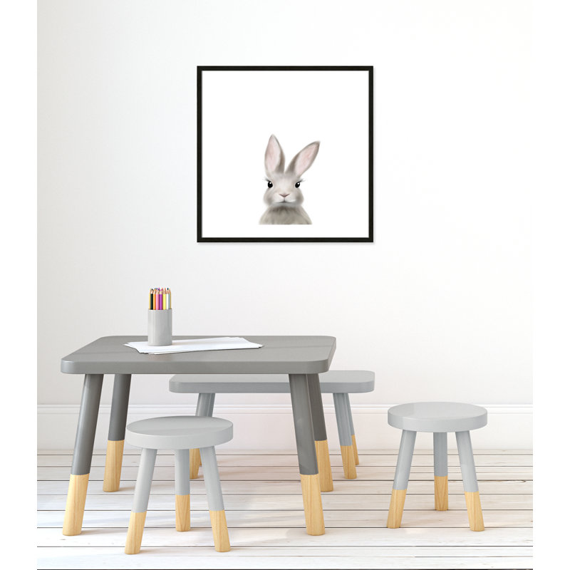 Art encadré en lapins forestières, H 27,5 po x l 27,5 po x P 1,19 po, Cadre boîte à grain de bois noir