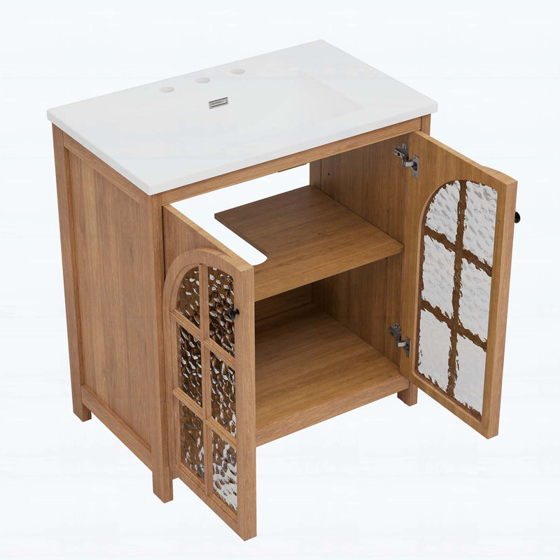 31-Inch Vintage Bathroom Vanity with Ceramic Sink,and Soft-Closing Doors for Elegant Storage, Antique Natural