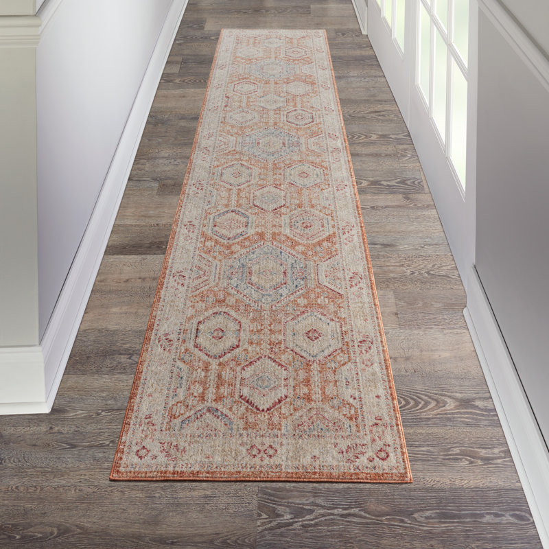 Red/Ivory Area Rug, Runner 2'7" x 10'