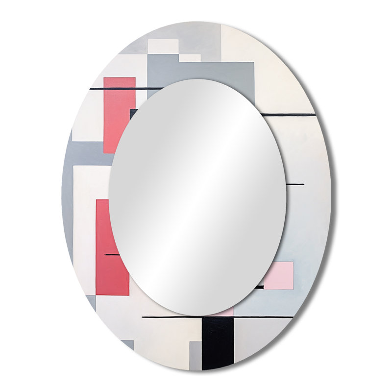 Décoration de miroir rose ovale rose - Sérénité géométrique, 43 po x 33 po