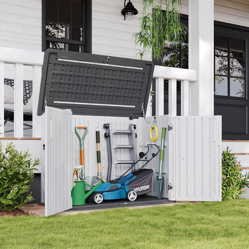 4.4 ft x 2.5 ft 900L Resin Horizontal Waterproof Garbage Shed