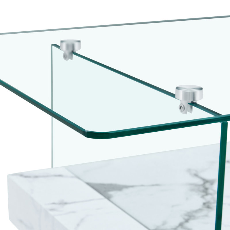 sturdy double-layer coffee table, White