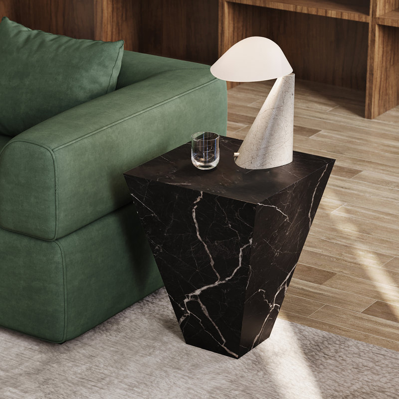 Douane Stone Top End Table, Black